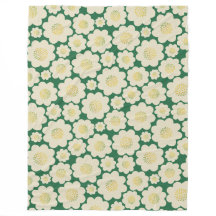 Couverture verte aux fleurs blanches