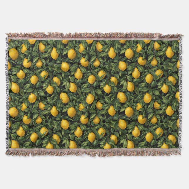 Couverture Vibrant Lemon Citrus Tree Pattern (Devant)
