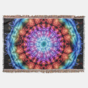 Couverture Vibrant Tie Dye Kaleidoscope Rainbow Mandala