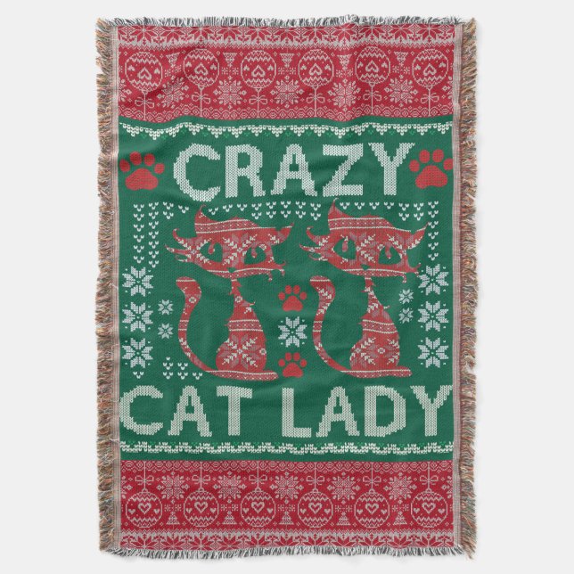 Couverture Vilaine Chat Lady Sweater Blanket cadeau de Noël (devant Vertical)