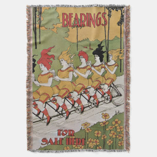 Couverture Vintage Art Nouveau, Bicyclette Tandem à Roulement