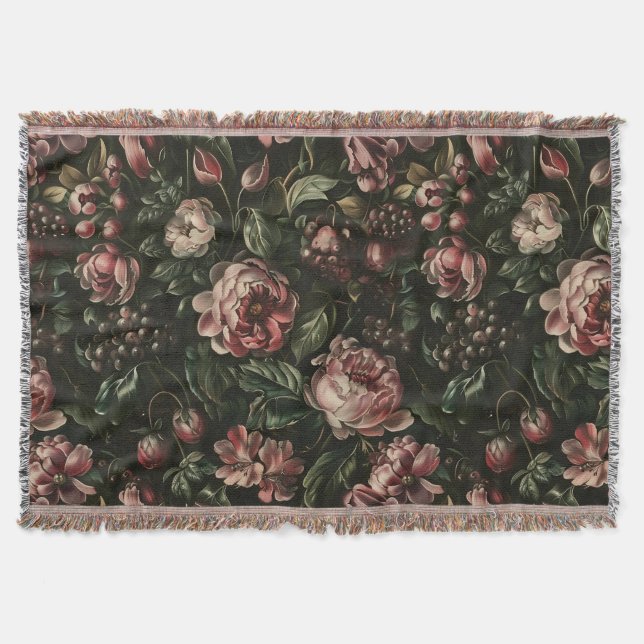 Couverture Vintage Baroque foncé violet fleuri (Devant)