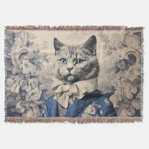 Couverture Vintage Cat Gentleman Toile de Jouy Chaton Noble