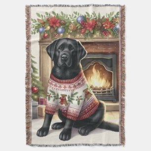 Couverture Vintage Labrador Retriever Chien Cosy Noël