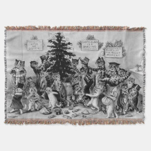 Couverture Vintage Louis Wain Cats fêtant Noël