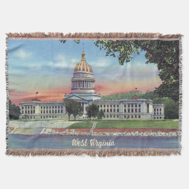 Couverture Vintage West Virginia State Capital Jeu de couvert (Devant)