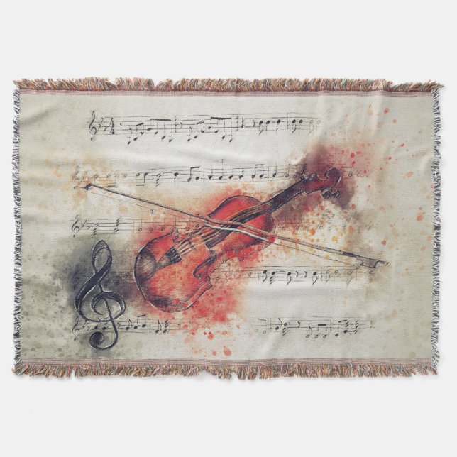 Couverture Violon d'aquarelle à crème noire de rouille élégan (Devant)