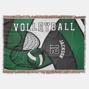 Couverture Volley-ball Sport Ball en Vert foncé, Blanc & Noir