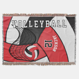 Couverture Volley 🏐 Sport Ball en Rouge, Blanc et Noir
