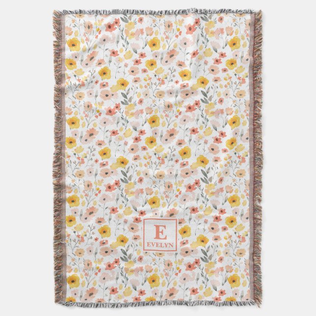 Couverture Wildflower Monogrammed Blanket (devant Vertical)