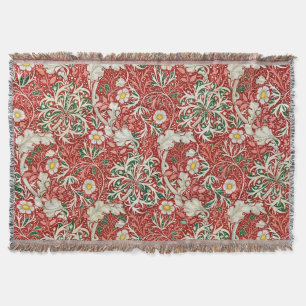 Couverture William Morris Algue Antique Fleur Rouge Vert