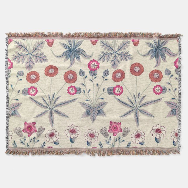 Couverture William Morris Daisy Motif floral Orange rouge (Devant)