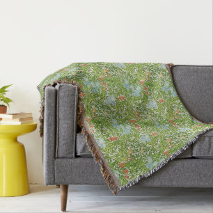 Couverture William Morris Fleurs Vintages Floral Vert rose