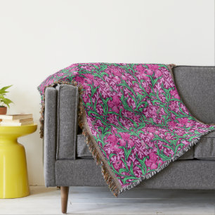 Couverture William Morris Irises, Fuchsia Pink and Wine