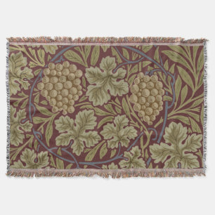 Couverture William Morris Vine Grappe Rouge Vert Art