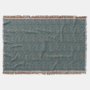 Couverture William Morris Vintage Floral Green Blue Orchard