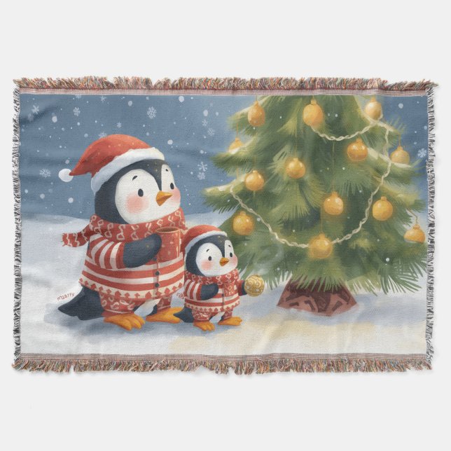 Couverture  “Winter Wonderland Penguin Throw Blanket” (Devant)