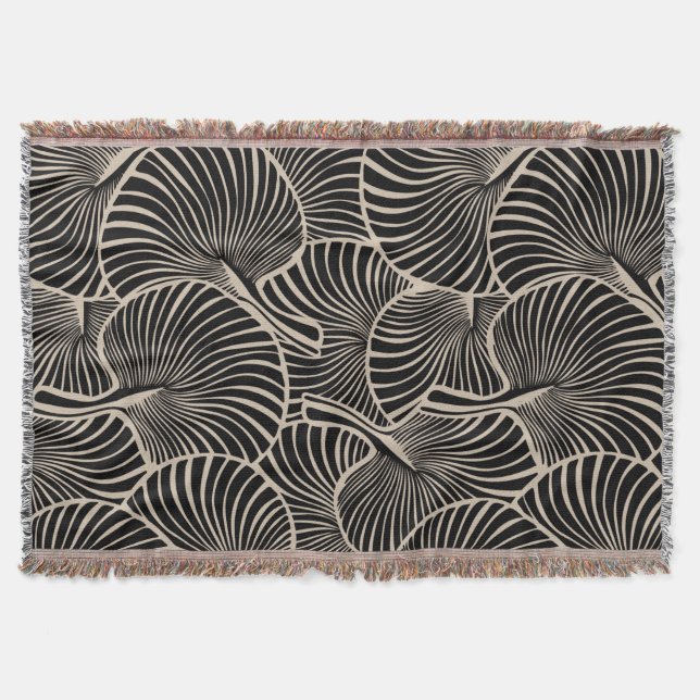 Couverture Zebra Fan Palm Hawaiian Tropical Black Almond (Devant)