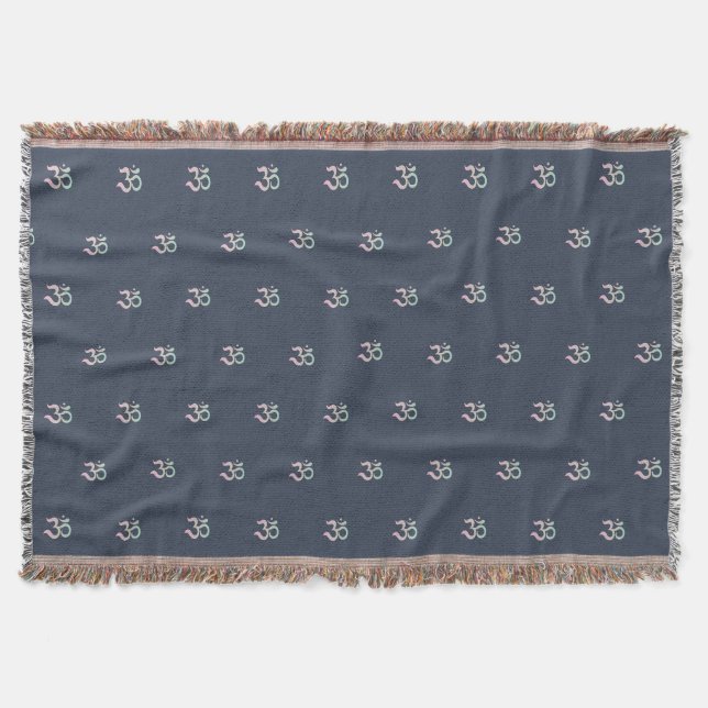 Couverture Zen Om symbole motif Sanskrit bleu lancer couvertu (Devant)