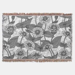 Couverture Zinnias, monochrome sur blanc