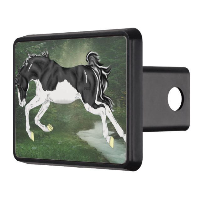 Couvertures D'attelage De Remorque Cheval de peinture noir et blanc (Gauche)
