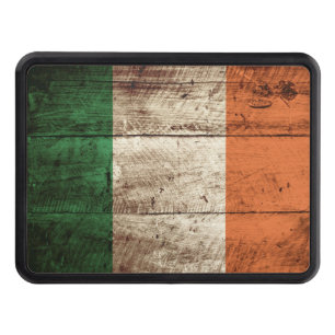 Couvertures D'attelage De Remorque Drapeau de l'Irlande sur le vieux grain en bois