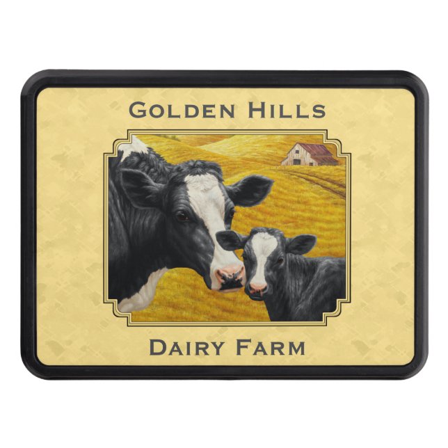 Couvertures D'attelage De Remorque Holstein Cow et Calf Farm Yellow (Devant)