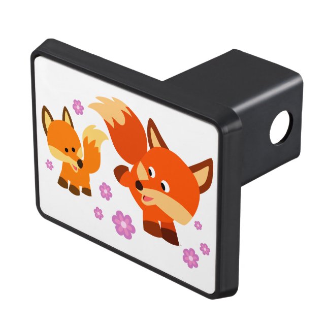 Couvertures D'attelage De Remorque Joli Cartoon Foxes Trailer Hitch Cover (haut Droit)