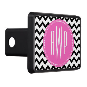 Couvertures D'attelage De Remorque Monogramme rose noir de Chevron