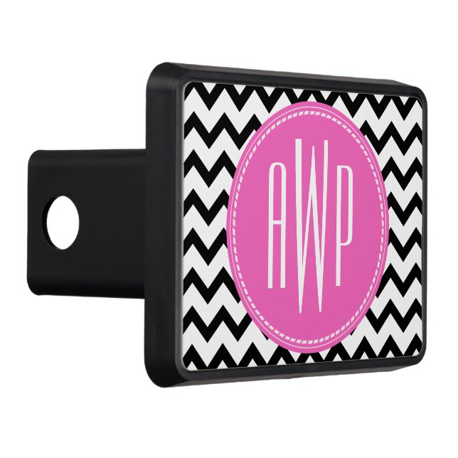 Couvertures D'attelage De Remorque Monogramme rose noir de Chevron (Droite)