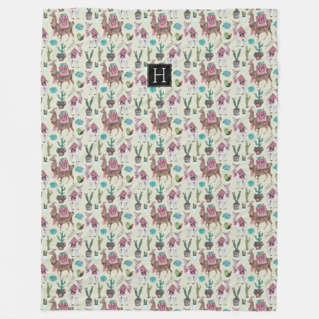 Couvertures en laine épaisse Llamas & Cactus de l' (Devant)