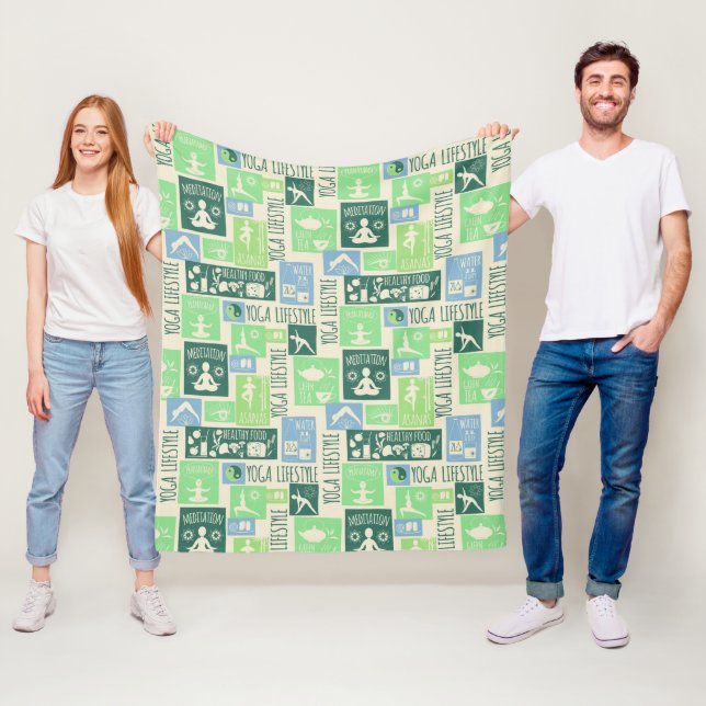 Couvertures en toison Motif de yoga (En situation)