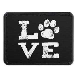 Couvertures Remorque D'attelage AMOUR avec le Empreinte de patte de chien noir et 