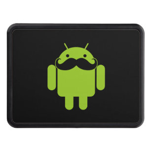 Couvertures Remorque D'attelage Android Robot Icon Mustache sur noir
