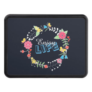 Couvertures Remorque D'attelage cercle floral dynamique girly "Enjoy Life" mots