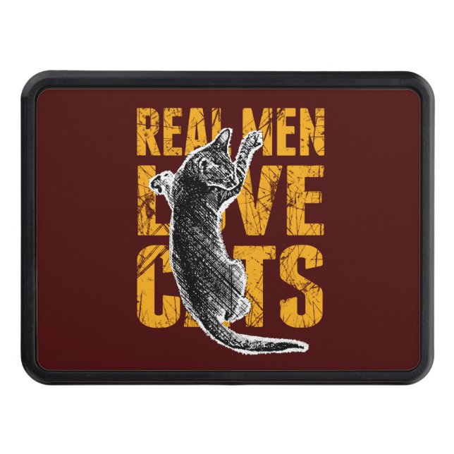 Couvertures Remorque D'attelage Real Men Love Chats sur rouge bordeaux (Devant)