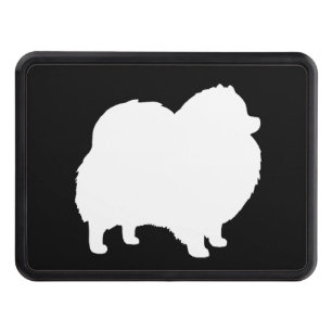 Couvertures Remorque D'attelage Silhouette blanche de Pomeranian