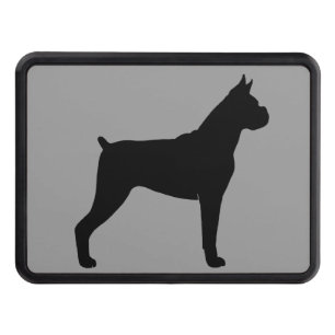 Couvertures Remorque D'attelage Silhouette de chien de boxeur (oreilles cultivées)