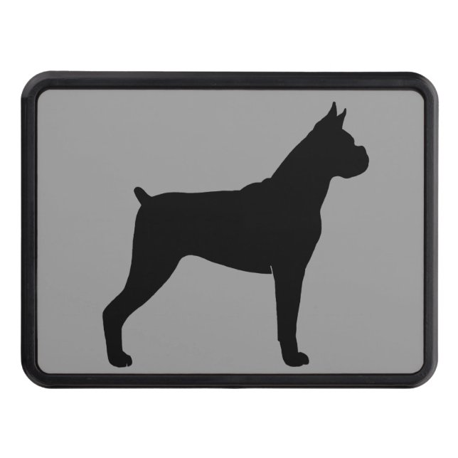 Couvertures Remorque D'attelage Silhouette de chien de boxeur (oreilles cultivées) (Devant)