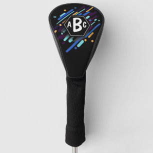 Couvre-club De Golf 3 Lettre initiale Monogramme Cadre noir Peinture b