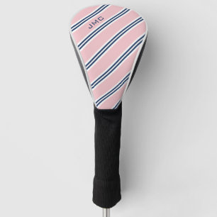 Couvre-club De Golf 3 lettres Monogrammes Pink and Blue Stripes