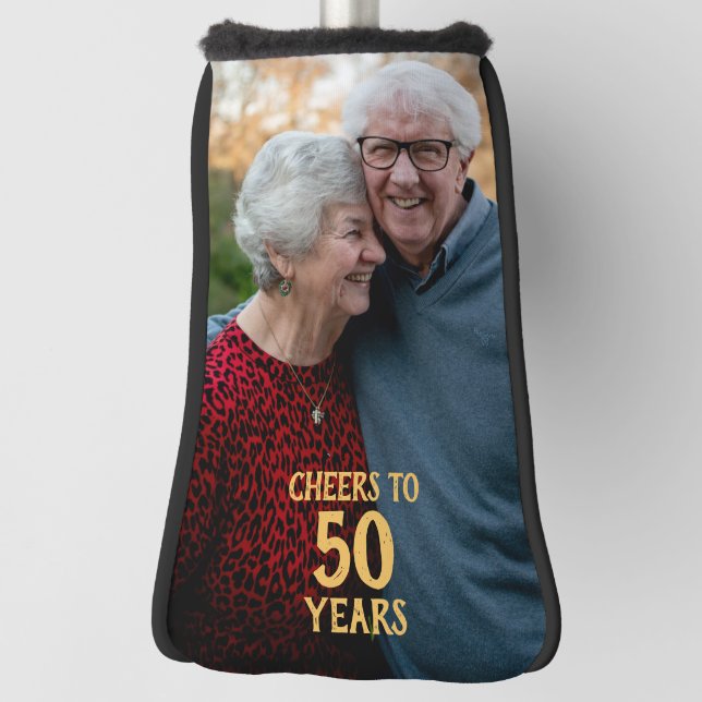 Couvre-club De Golf 50e anniversaire Cheers Photo Golf Head Cover (Tourné à 90°)