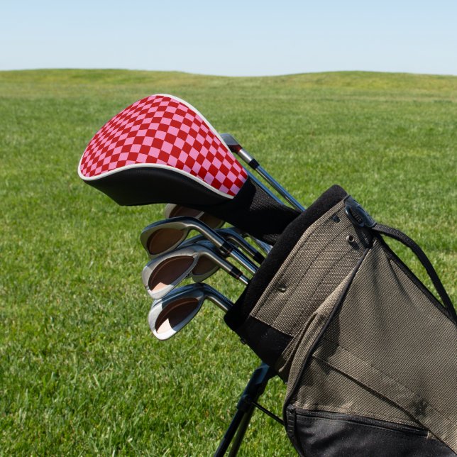Couvre-club De Golf à damiers rouge et rose chaud (In Situ)