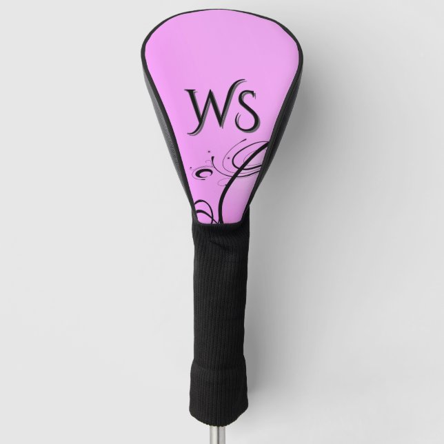 Couvre-club De Golf Accent noir sur monogramme rose (Devant)