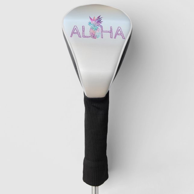 Couvre-club De Golf Adorable Aloha Hawaiian Ananas, Argent (Devant)