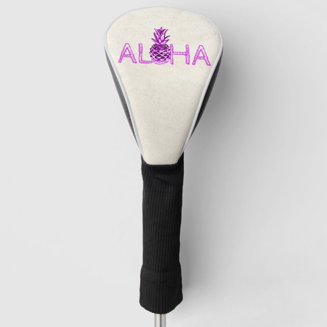 Couvre-club De Golf Adorable Aloha Hawaiian Metallic Pineappy (Devant)