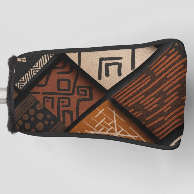 Couvre-club De Golf African culture designs on diagonal shapes (Devant)