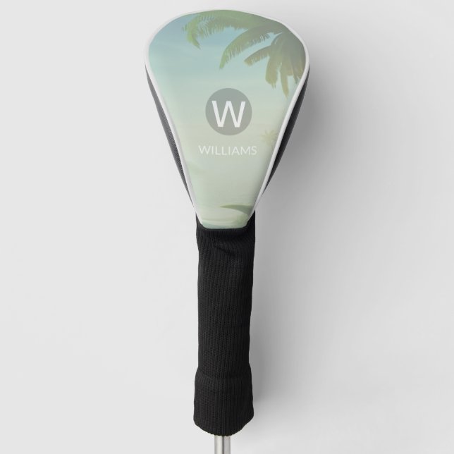 Couvre-club De Golf Ajouter Votre Nom Monogramme Tropical (Devant)