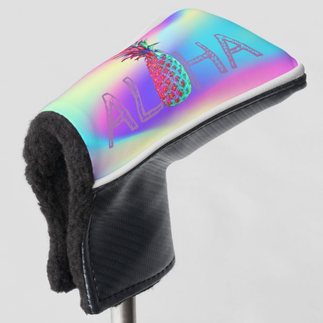 Couvre-club De Golf Aloha Hawaiian Ananas Holographique (Devant 3/4)