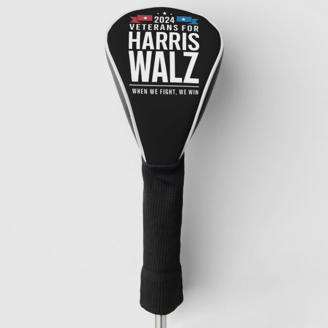 Couvre-club De Golf Anciens Combattants Pour Harris Walz Présidentiell (Devant)